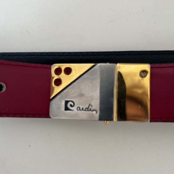 Vintage Burgundy Leather Pierre Cardin Belt Size 42 inches/102 cm - Picture 3 of 5